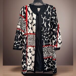 Chico's Travelers Animal Print Textured Cardigan w/Contrast Trim-8/10-EUC